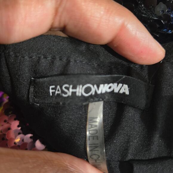 Fashion Nova Sequin Pant Rainbow Stripe Multicolor Cropped Wide Colorblock Small - Picture 7 of 16